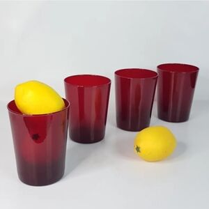 12oz Christmas Red Blown Glass Tumbler 4 Piece Set
